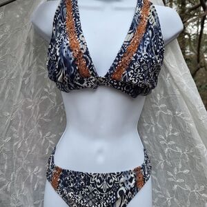 Lucky Brand Blue and Orange Bikini
